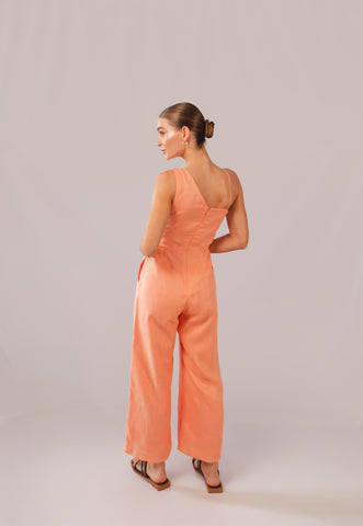 Enterizo Faride Carey de Pierna Ancha con Aplique – Coral