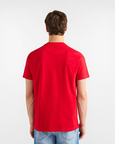 T Shirt Harmont & Blaine de Algodón Roja con Maxi Teckel Gráfico