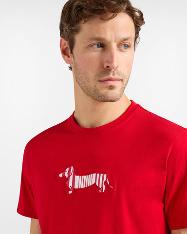 T Shirt Harmont & Blaine de Algodón Roja con Maxi Teckel Gráfico