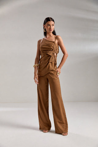 Conjunto ZOEW Jess y Maiori en lino – Moca