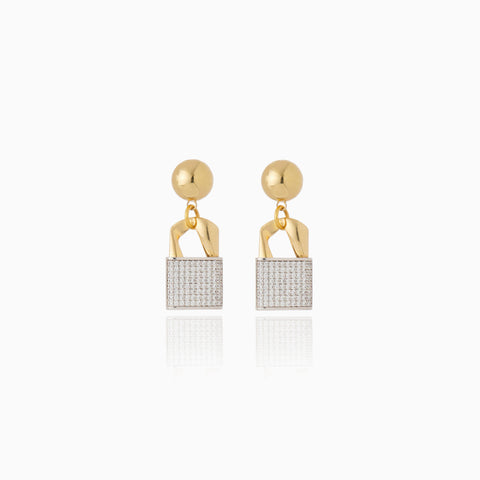 Aretes Cristina Sabatini Laguna Dorata con Baño de Oro y Cristales Pavé – Dorado