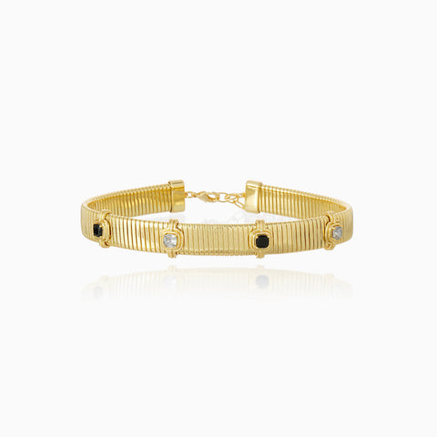 Choker Cristina Sabatini Linea Tubogas con Baño de Oro de 18K y Cristales – Dorado
