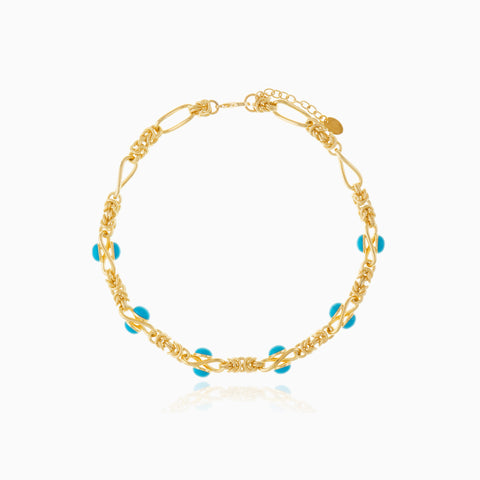 Collar Cristina Sabatini Lisanza con Baño de Oro de 18K y Turquesa – Dorado / Turquesa