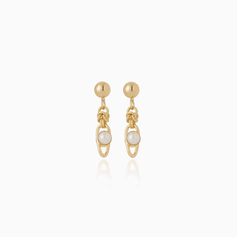 Aretes Cristina Sabatini Lisanza con Baño de Oro y Perla – Dorado