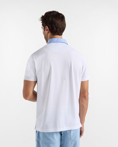 Polo Harmont & Blaine Blanco con Cuello en Contraste