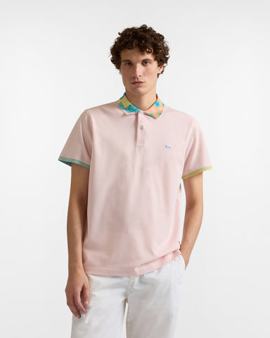 Polo Harmont & Blaine de Algodón Mercerizado Rosa con Cuello Estampado