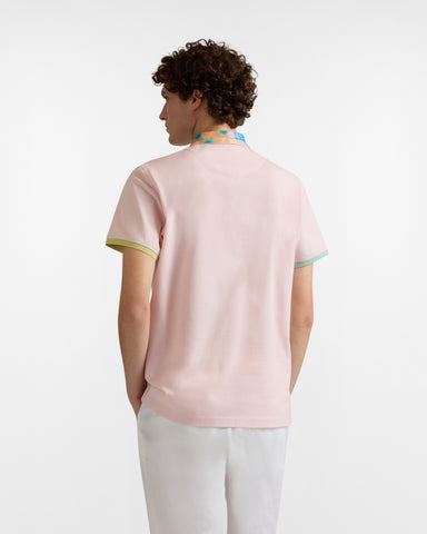 Polo Harmont & Blaine de Algodón Mercerizado Rosa con Cuello Estampado