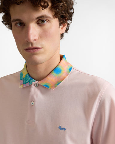 Polo Harmont & Blaine de Algodón Mercerizado Rosa con Cuello Estampado