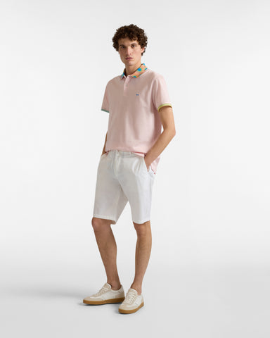 Polo Harmont & Blaine de Algodón Mercerizado Rosa con Cuello Estampado