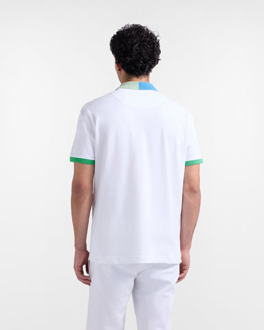 Polo Harmont & Blaine de Piqué Stretch Blanco con Cuello 3D Multicolor