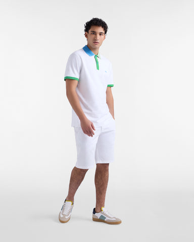 Polo Harmont & Blaine de Piqué Stretch Blanco con Cuello 3D Multicolor