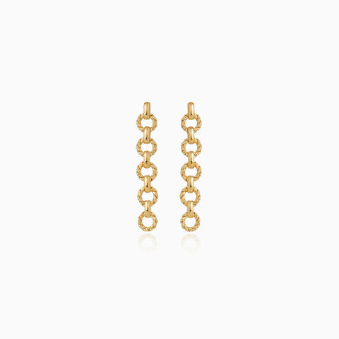 Aretes Cristina Sabatini Lucy Long Chain con Baño de Oro – Dorado