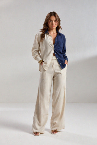 Conjunto ZOEW Millos y Maiori en lino – Neutro / Azul marino
