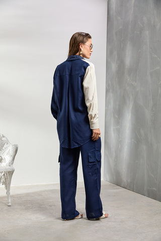 Conjunto ZOEW Millos y Maiori en lino – Neutro / Azul marino