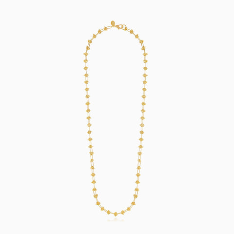 Collar Largo Cristina Sabatini Natalie con Baño de Oro y Detalles de Nudos – Dorado