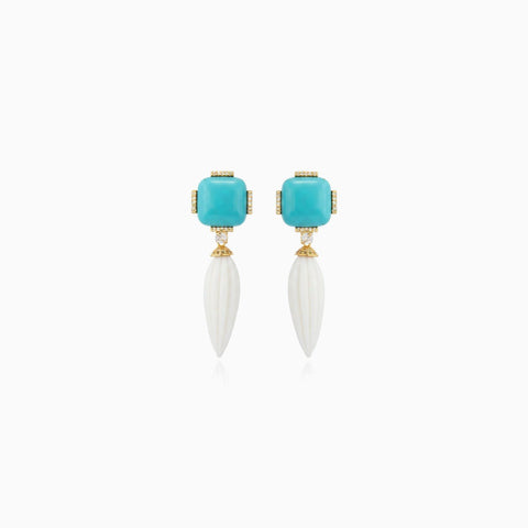 Aretes Cristina Sabatini Noemia Turquoise con Baño de Oro, Turquesa y Circonitas – Turquesa