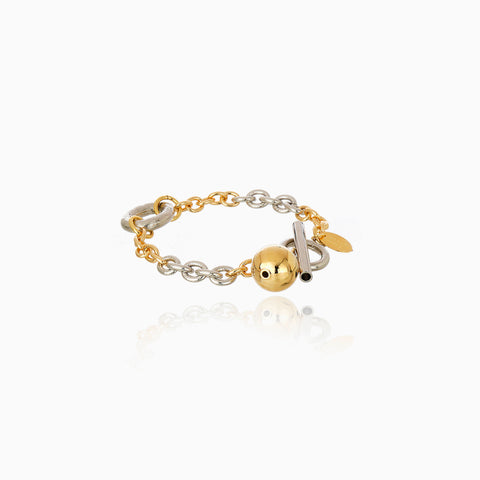 Pulsera Cristina Sabatini Olivia Chain con Baño de Oro y Eslabones Mixtos – Dorado y Plateado