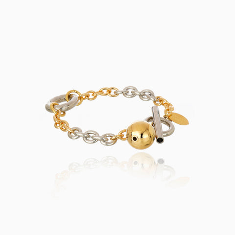 Pulsera Cristina Sabatini Olivia Chain con Baño de Oro y Eslabones Mixtos – Dorado y Plateado