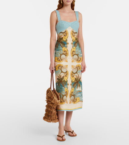 Vestido Maxi Farm Rio En Lino Premium Multicolor Roya Sea