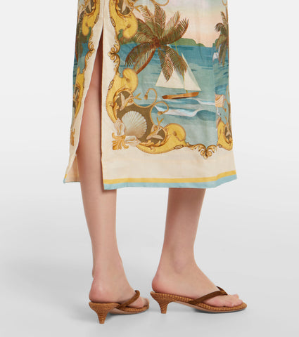 Vestido Maxi Farm Rio En Lino Premium Multicolor Roya Sea