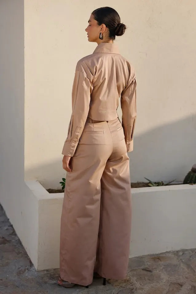 Conjunto Pompousa Alina y Eugenia Wide Leg – Camel