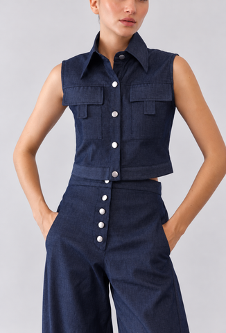 Conjunto Pompousa Carmen y Tamara de Corte Recto – Azul Denim