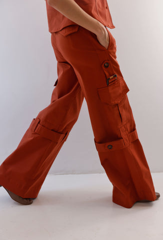 Conjunto Pompousa Malia y Amanda Cargo Wide Leg – Ladrillo