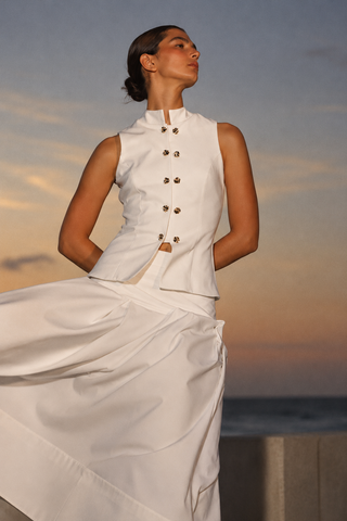 Conjunto Pompousa Olivia y Salomé con Falda Larga – Blanco