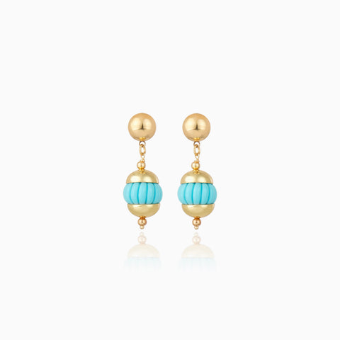 Aretes Cristina Sabatini Portinari Turquoise con Baño de Oro y Piedra Turquesa – Dorado/Turquesa