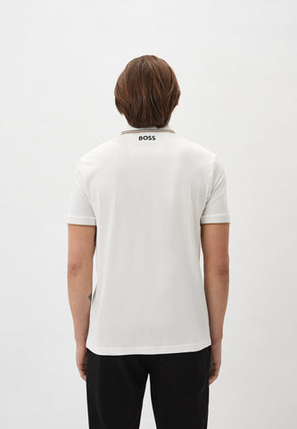 Polo BOSS de mezcla de algodón con logotipos en contraste Regular fit