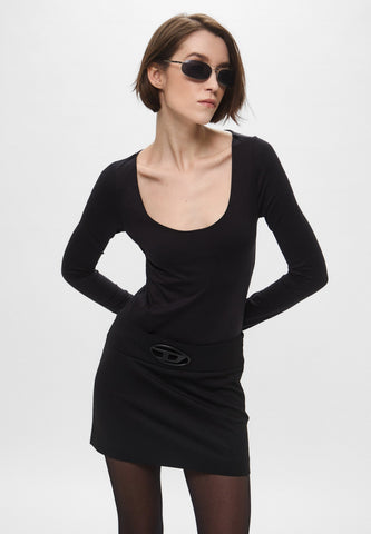 Mini Falda Diesel O-DIXY Con Stretch y Placa D Ovalada en Metal