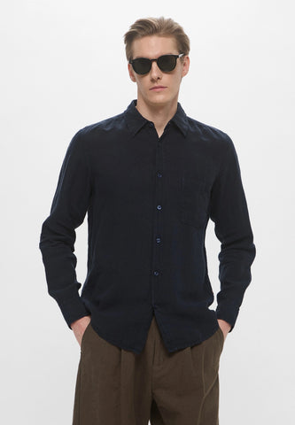 Camisa Boss de Lino Regular fit Con Bolsillo
