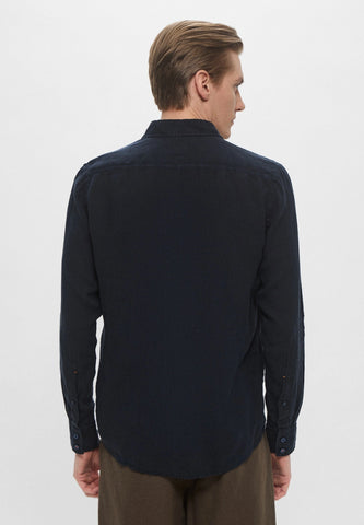 Camisa Boss de Lino Regular fit Con Bolsillo