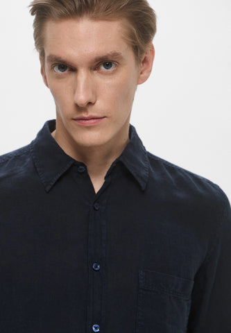 Camisa Boss de Lino Regular fit Con Bolsillo