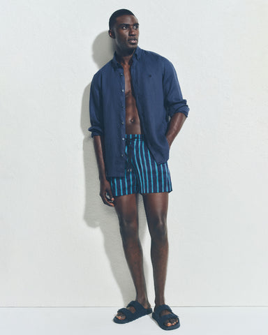 Traje de Baño BOSS a Rayas para Hombre - Azul Marino