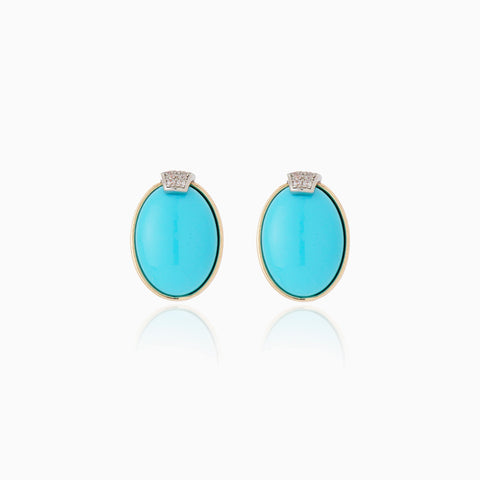 Aretes Cristina Sabatini Splendore con Baño de Oro, Turquesa y Circonitas – Turquesa