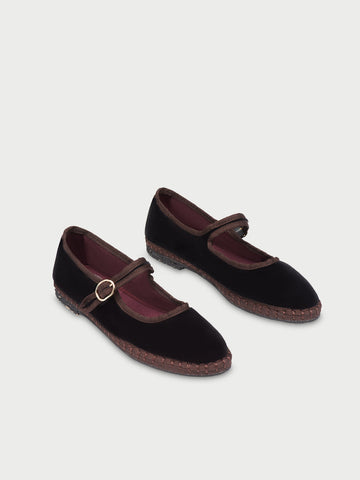 Merceditas Flabelus Sethe de Terciopelo con Ribete en Contraste – Negro – vista 4