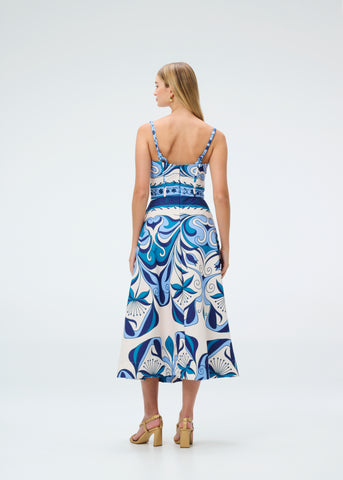 Vestido Simona Corset Print Maxi en Poliéster