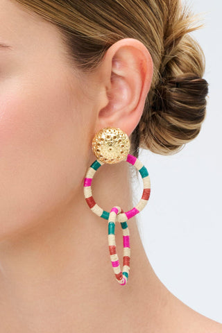 Aretes Simona Iris Print con Aros Entrelazados – Multicolor