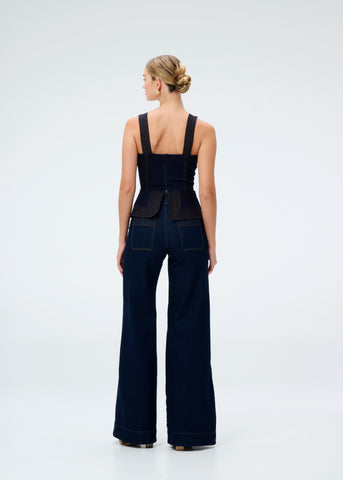 Crop Top Simona Bianca Denim en Algodón