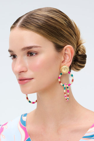 Aretes Simona Iris Print con Aros Entrelazados – Multicolor