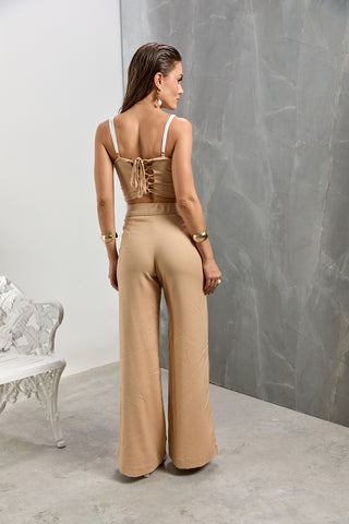 Top ZOEW Tallie en lino – Beige