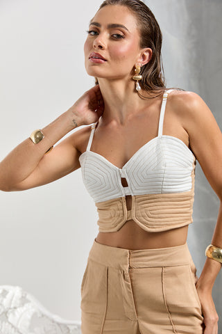 Top ZOEW Tallie en lino – Beige