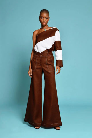 Set Anali Top + Pantalón En Lino Diseñadora Olga Lucia Cortes