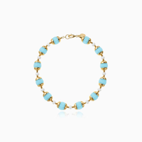 Collar Cristina Sabatini Zina Turquoise con Baño de Oro y Piedra Turquesa – Dorado/Turquesa