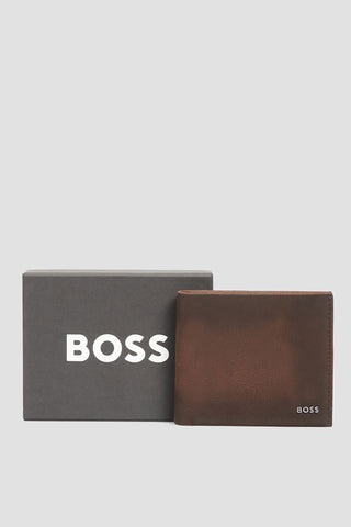 Billetera Boss En Suede Con logo En Metal