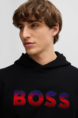 Abrigo Boss Hoodie De Algodón Con Detalles De Logo Terciopelo