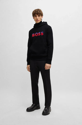 Abrigo Boss Hoodie De Algodón Con Detalles De Logo Terciopelo