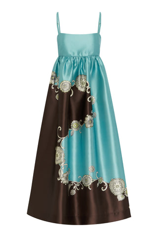 Vestido Alémais Gia Gown Estampado Floral – Azul y Marrón