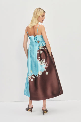 Vestido Alémais Gia Gown Estampado Floral – Azul y Marrón